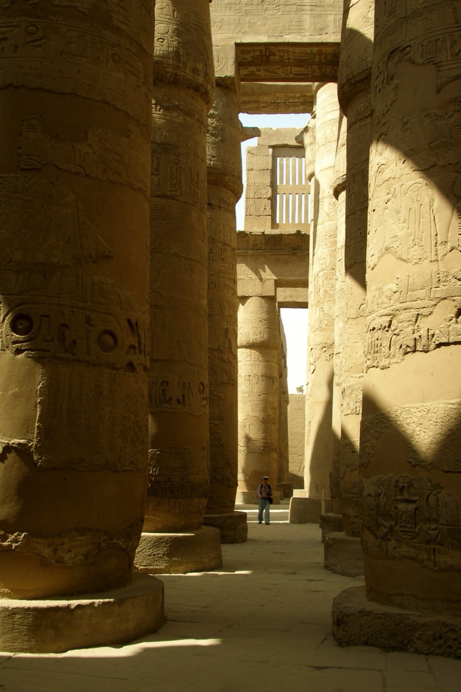 Hypostyle hall of Karnak Temple with massive columns