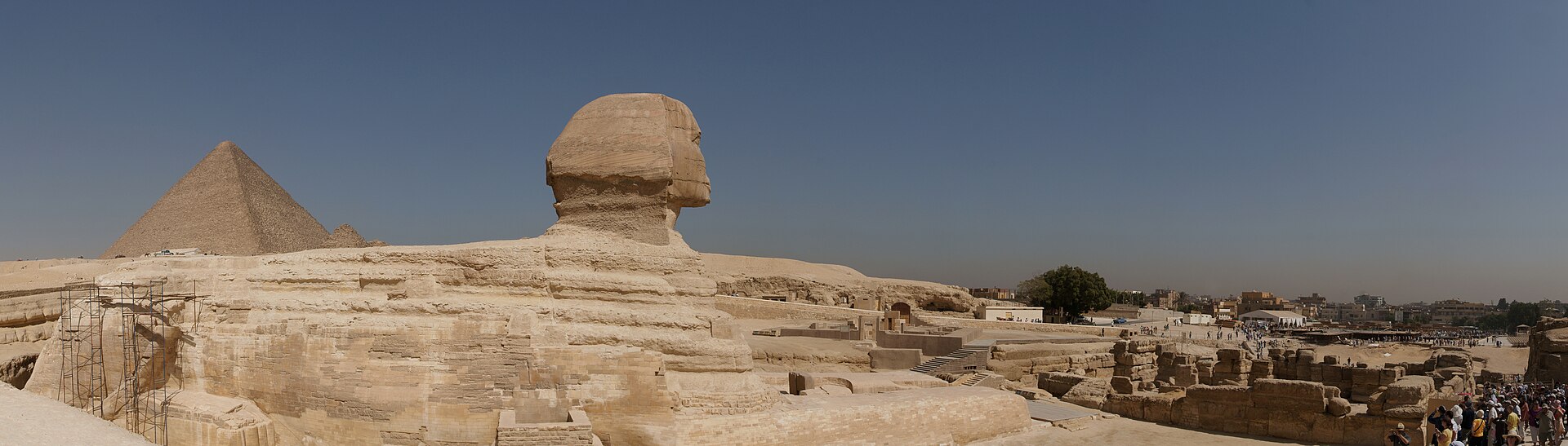 Sphinx and the Great Pyramid of Giza at the plateau